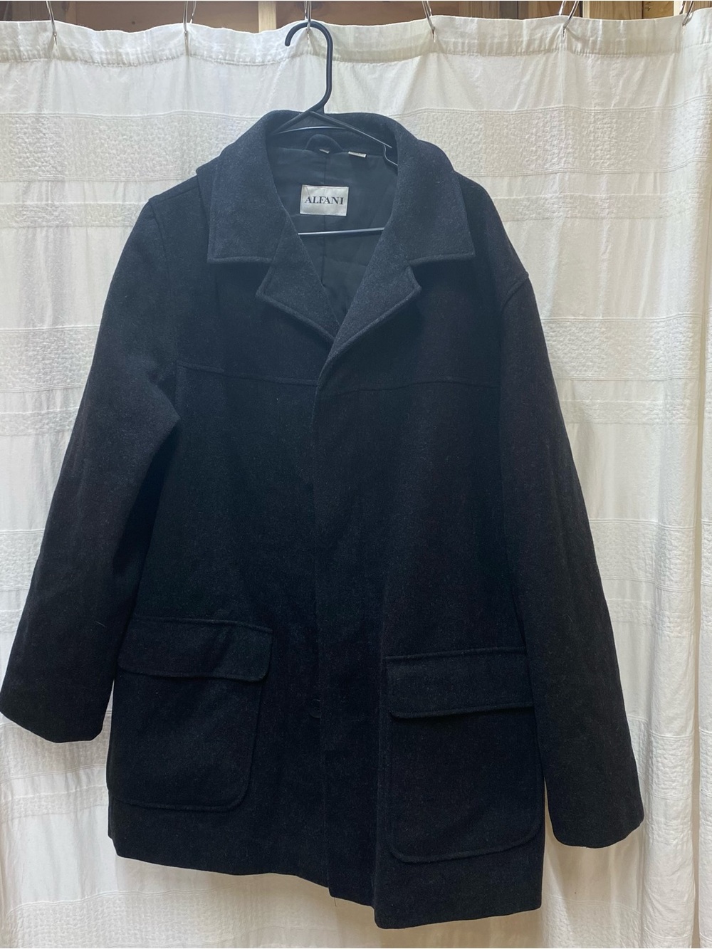 Alfani Men’s Black gray 100% Wool Coat